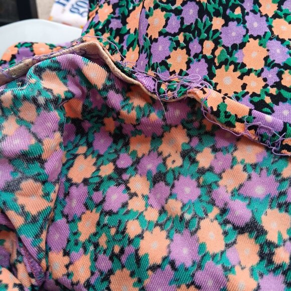 Medium True Vintage Floral Halter One Piece Bodysuit Swimsuit Ruched Mom 1980's - Picture 8 of 10